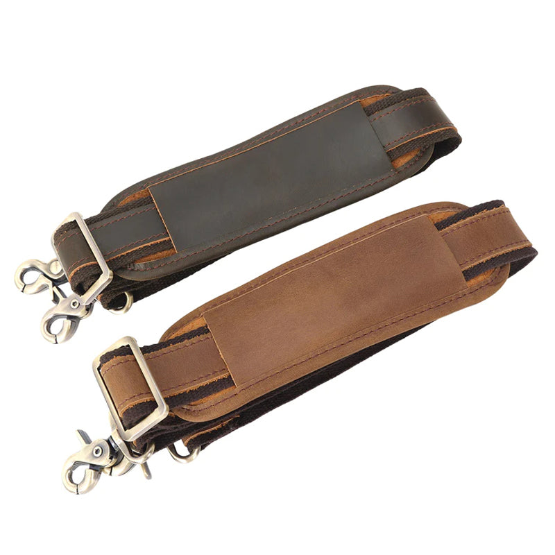 Premium Adjustable Full Grain Leather Shoulder Strap with Sturdy Metal Hooks