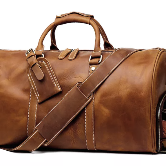 Premium Adjustable Full Grain Leather Shoulder Strap with Sturdy Metal Hooks