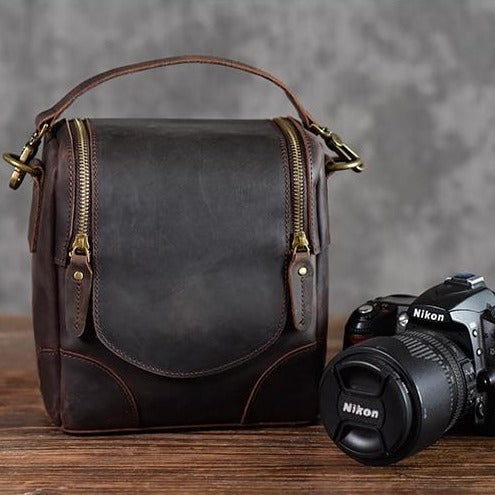 Chelsea | Chic Small Leather Camera Bag - Stylish Lens Case for Photography Lovers
