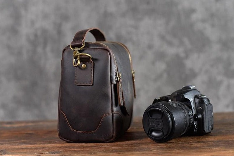 Chelsea | Chic Small Leather Camera Bag - Stylish Lens Case for Photography Lovers