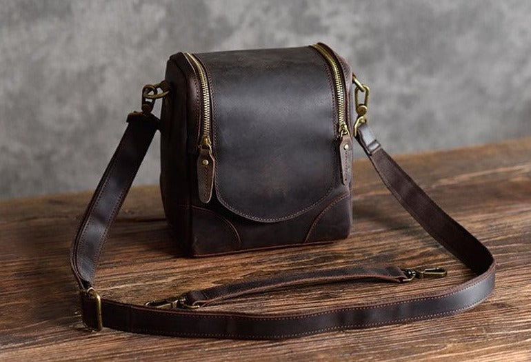 Chelsea | Chic Small Leather Camera Bag - Stylish Lens Case for Photography Lovers