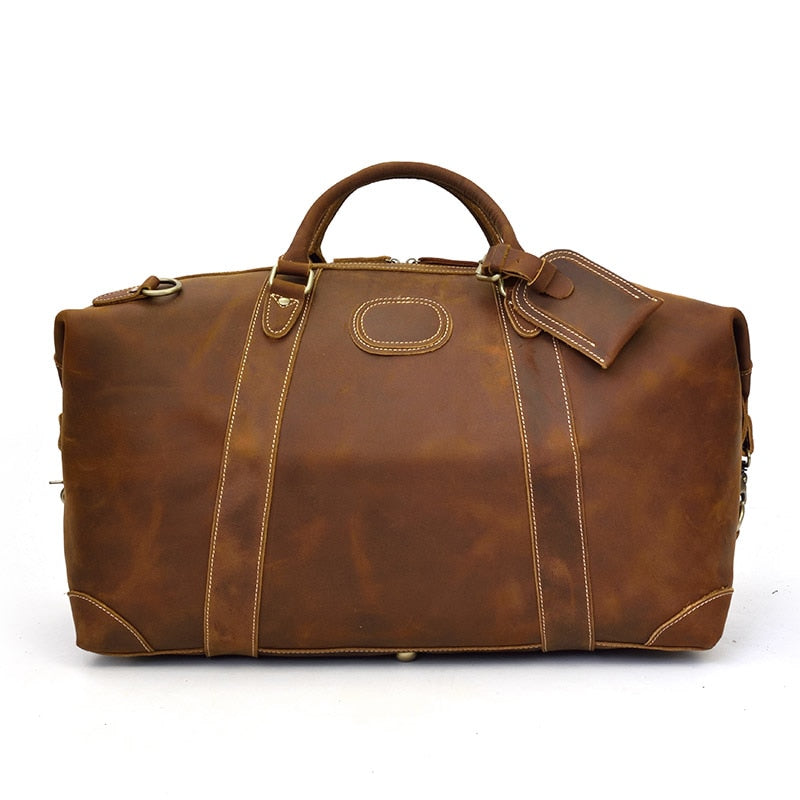 Ellis Vintage Leather Weekender Duffle Bag - Perfect Travel Companion