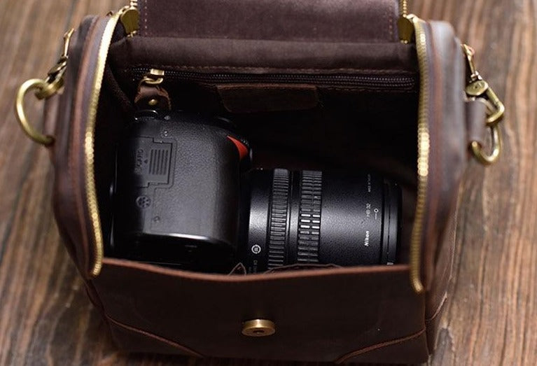 Chelsea | Chic Small Leather Camera Bag - Stylish Lens Case for Photography Lovers
