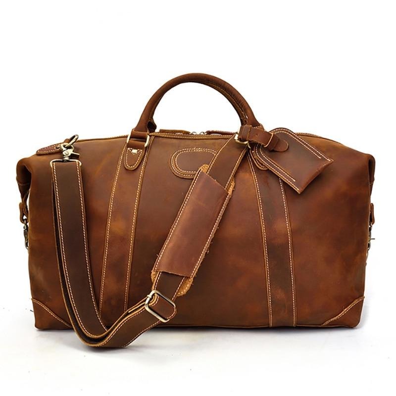 Ellis Vintage Leather Weekender Duffle Bag - Perfect Travel Companion