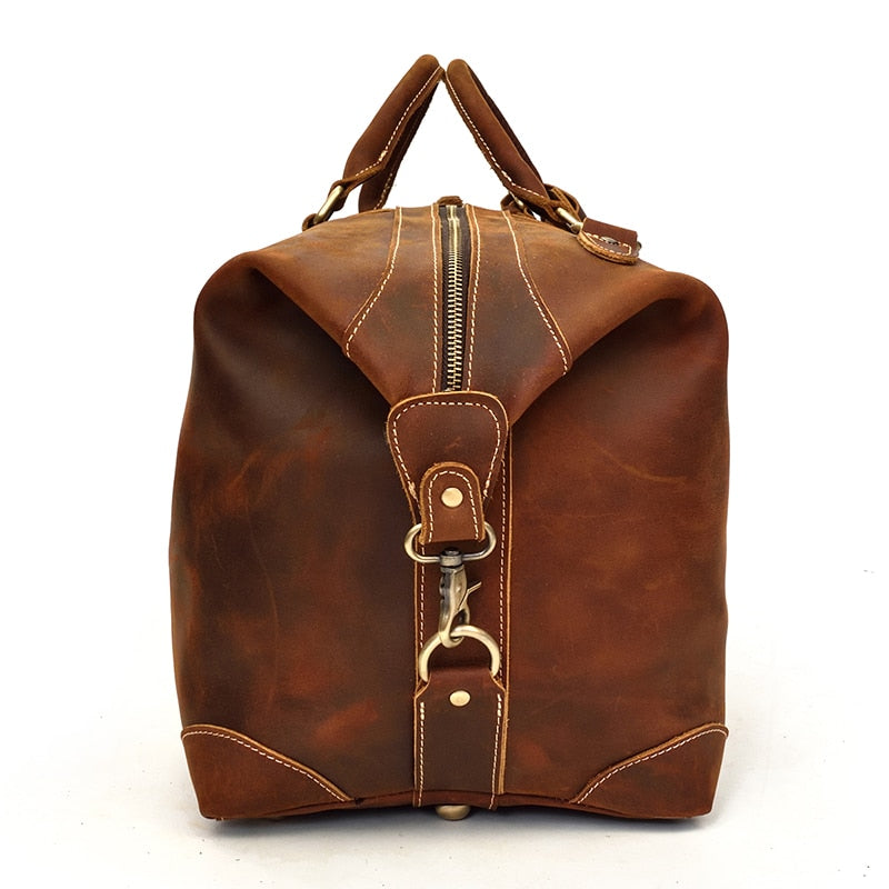 Ellis Vintage Leather Weekender Duffle Bag - Perfect Travel Companion