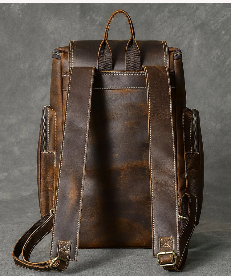 The Berkshire | Elevate Your Outdoor Adventures with a Spacious Vintage Leather Backpack