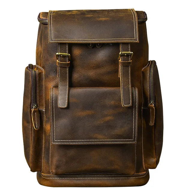 The Berkshire | Elevate Your Outdoor Adventures with a Spacious Vintage Leather Backpack