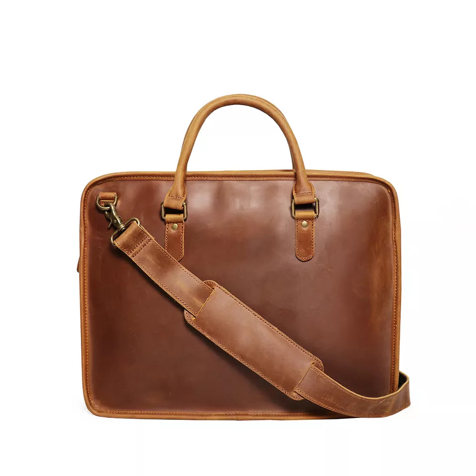 Timeless Houston Leather Laptop Bag | Classic Vintage Briefcase