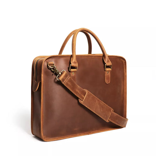 Timeless Houston Leather Laptop Bag | Classic Vintage Briefcase