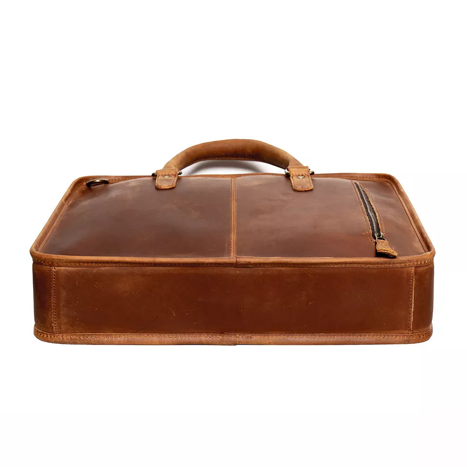 Timeless Houston Leather Laptop Bag | Classic Vintage Briefcase