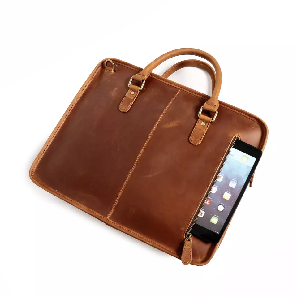 Timeless Houston Leather Laptop Bag | Classic Vintage Briefcase