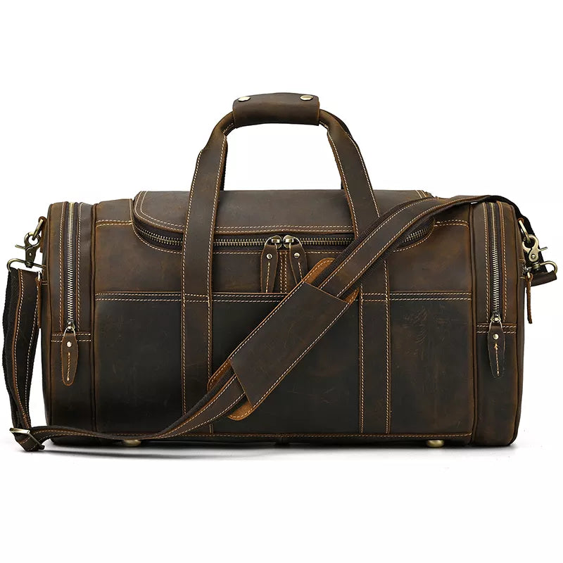 Explore the Warwick Weekender: Timeless Round Vintage Leather Travel Bag