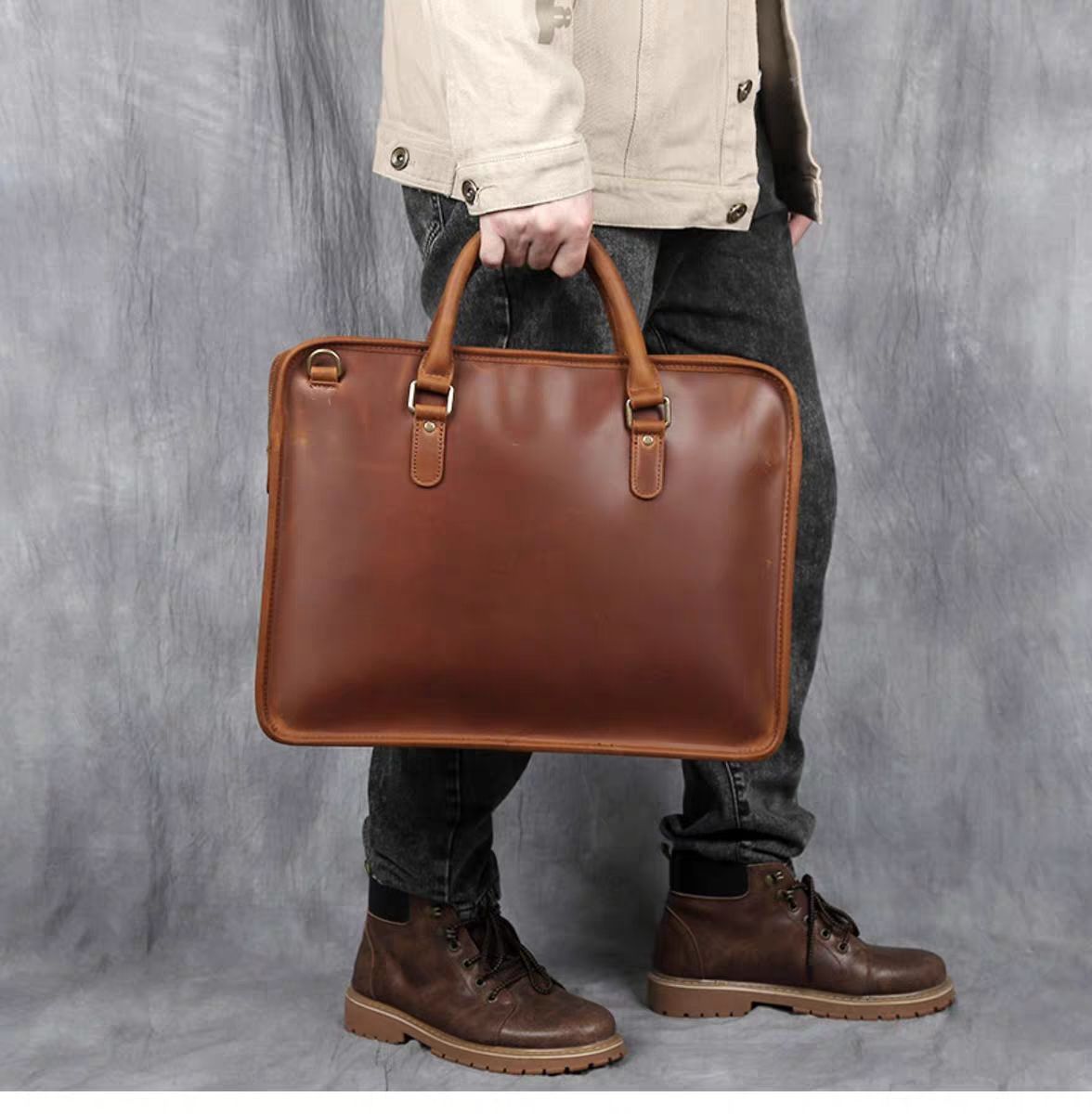 Timeless Houston Leather Laptop Bag | Classic Vintage Briefcase