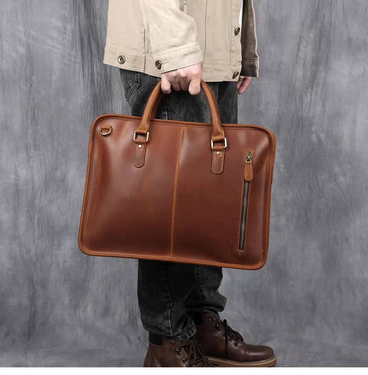 Timeless Houston Leather Laptop Bag | Classic Vintage Briefcase