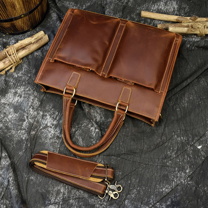 Stylish Delancey Vintage Leather Briefcase | Classic Messenger Bag for Professionals