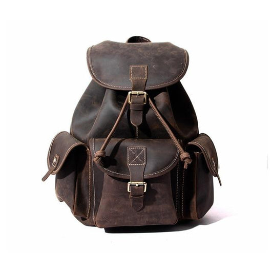 Elevate Your Adventure with the Rockland Leather Rucksack - Crafted from Genuine Leather!