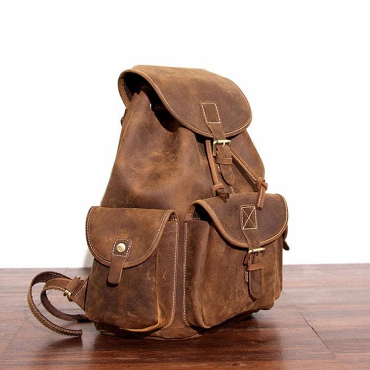Elevate Your Adventure with the Rockland Leather Rucksack - Crafted from Genuine Leather!