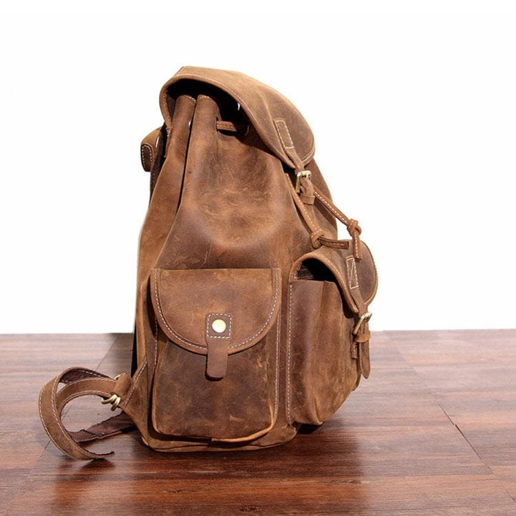 Elevate Your Adventure with the Rockland Leather Rucksack - Crafted from Genuine Leather!