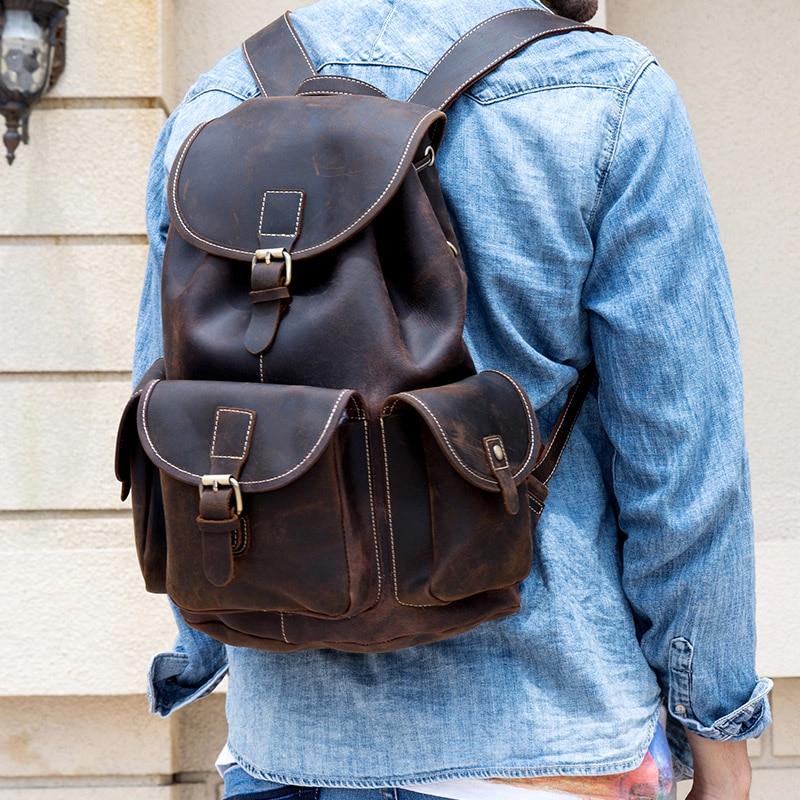 Elevate Your Adventure with the Rockland Leather Rucksack - Crafted from Genuine Leather!