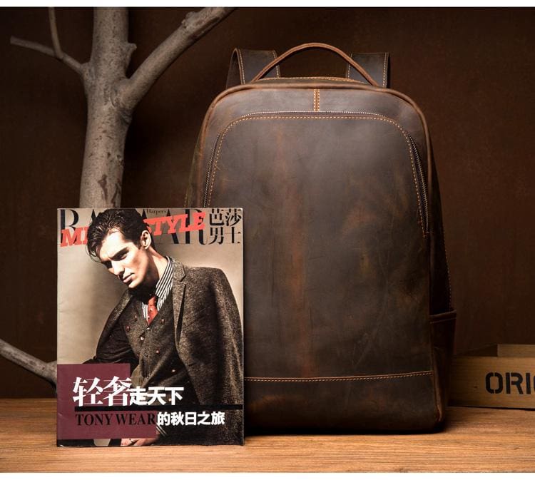 The Varick Vintage Leather Backpack | Chic Minimalist Design