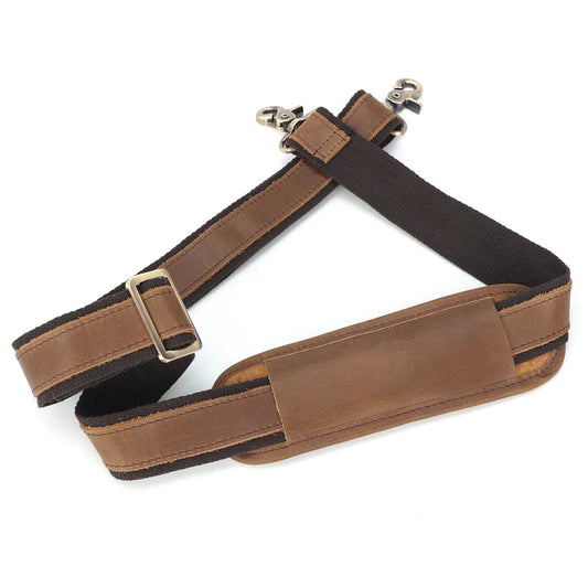 Premium Adjustable Full Grain Leather Shoulder Strap with Sturdy Metal Hooks