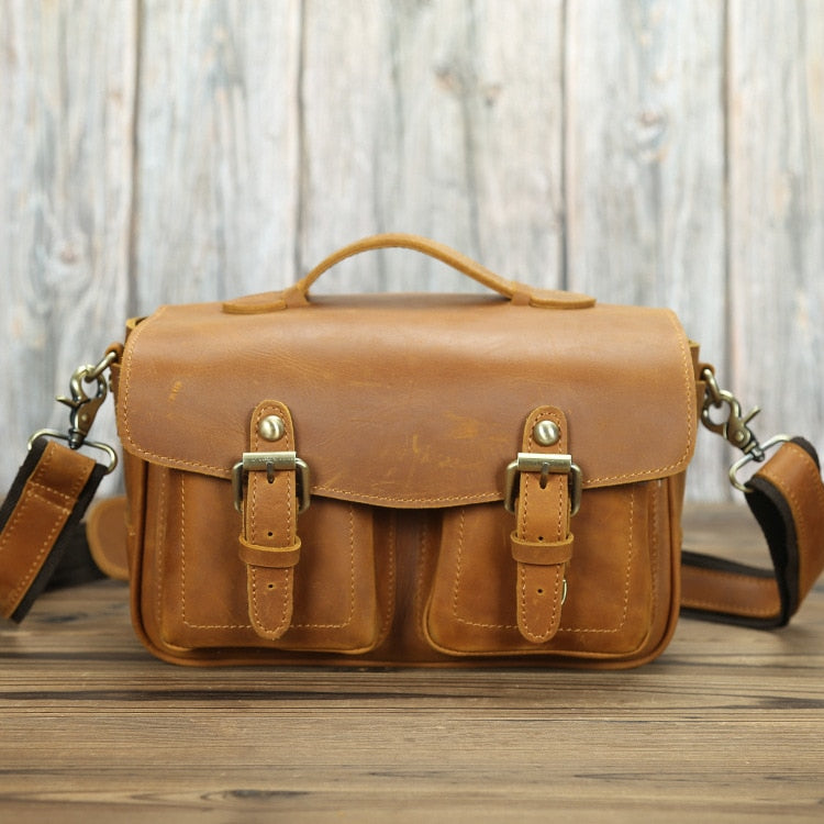 Stylish Vintage Crossbody Camera Messenger Bag – The Farragut Leather Edition