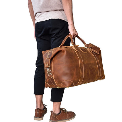 Ellis Vintage Leather Weekender Duffle Bag - Perfect Travel Companion