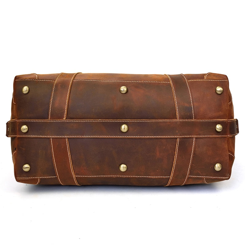 Ellis Vintage Leather Weekender Duffle Bag - Perfect Travel Companion