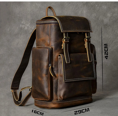 The Berkshire | Elevate Your Outdoor Adventures with a Spacious Vintage Leather Backpack