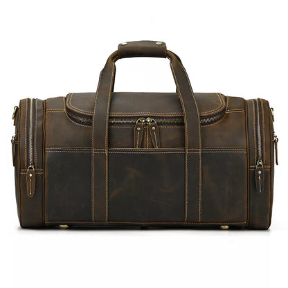 Explore the Warwick Weekender: Timeless Round Vintage Leather Travel Bag