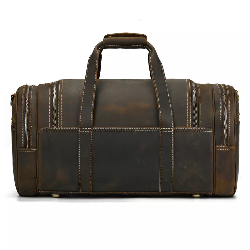 Explore the Warwick Weekender: Timeless Round Vintage Leather Travel Bag