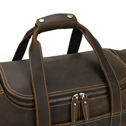 Explore the Warwick Weekender: Timeless Round Vintage Leather Travel Bag