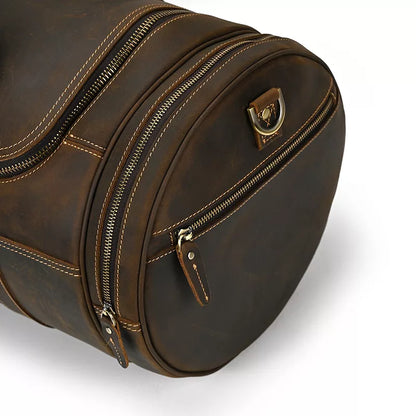 Explore the Warwick Weekender: Timeless Round Vintage Leather Travel Bag