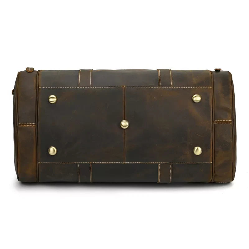 Explore the Warwick Weekender: Timeless Round Vintage Leather Travel Bag