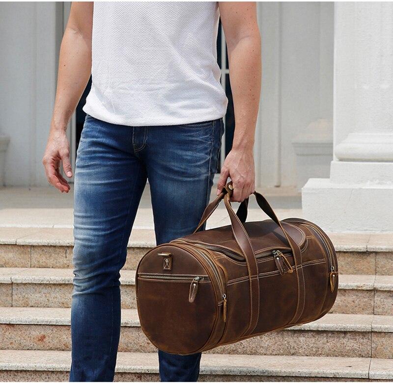 Explore the Warwick Weekender: Timeless Round Vintage Leather Travel Bag