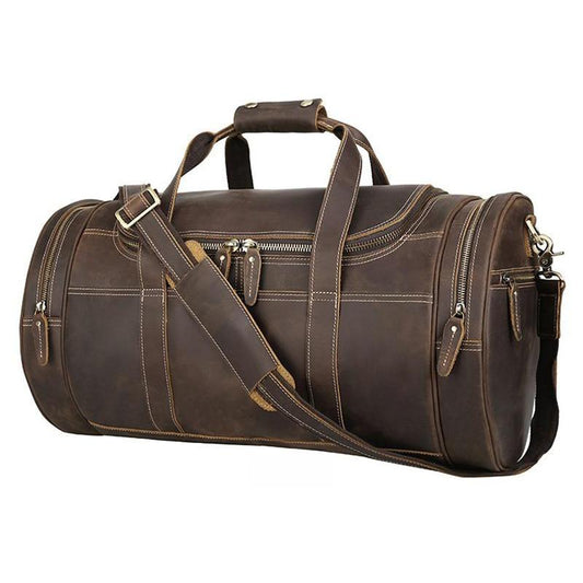 Explore the Warwick Weekender: Timeless Round Vintage Leather Travel Bag