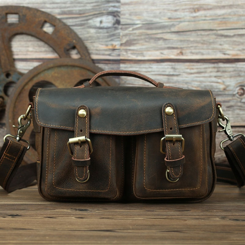 Stylish Vintage Crossbody Camera Messenger Bag – The Farragut Leather Edition