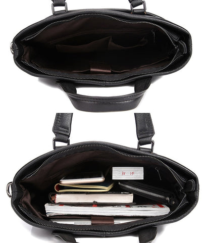 Sleek Bowery Black Leather Executive Briefcase