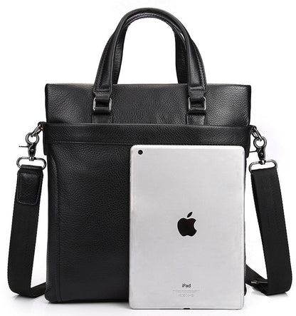 Sleek Bowery Black Leather Executive Briefcase