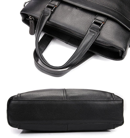 Sleek Bowery Black Leather Executive Briefcase