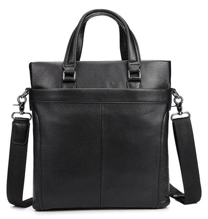 Sleek Bowery Black Leather Executive Briefcase