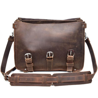 Greenwich Vintage Leather Messenger Bag | Spacious & Stylish Travel Companion