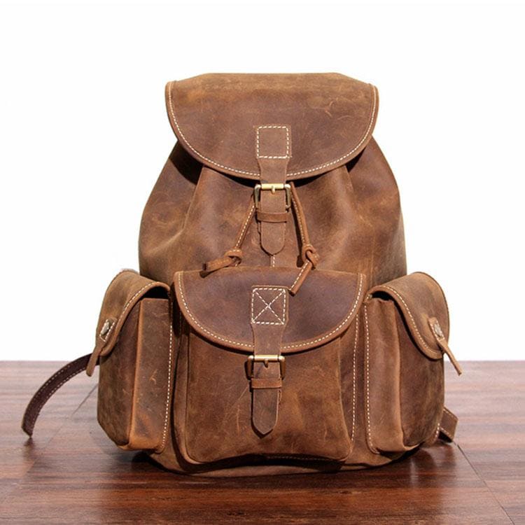 Elevate Your Adventure with the Rockland Leather Rucksack - Crafted from Genuine Leather!