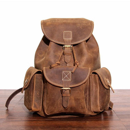 Elevate Your Adventure with the Rockland Leather Rucksack - Crafted from Genuine Leather!