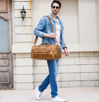 Elevate Your Travel Style with the Artisan Crafted Bedford Weekender Leather Duffle Bag