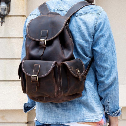 Elevate Your Adventure with the Rockland Leather Rucksack - Crafted from Genuine Leather!