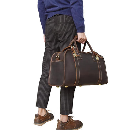 Edison Vintage Leather Weekender Duffle Bag - Perfect for Your Adventures!