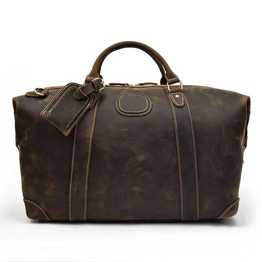 Ellis Vintage Leather Weekender Duffle Bag - Perfect Travel Companion