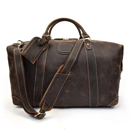 Ellis Vintage Leather Weekender Duffle Bag - Perfect Travel Companion