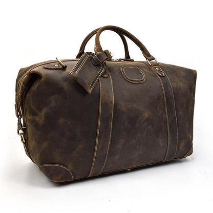 Ellis Vintage Leather Weekender Duffle Bag - Perfect Travel Companion